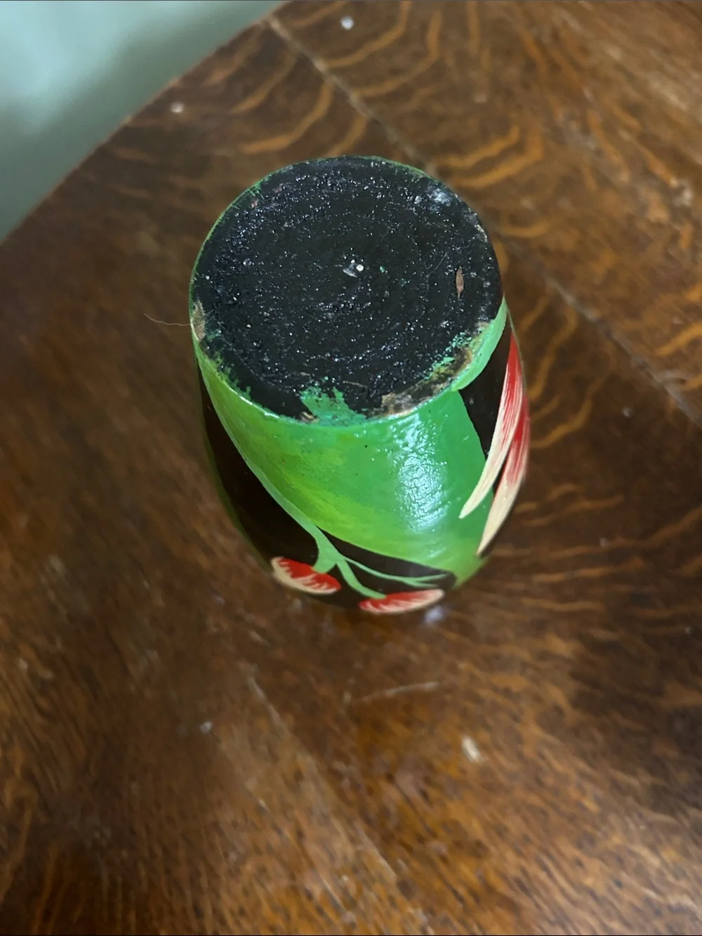 Hand painted wooden vase